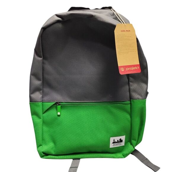 Other - Project Karl Unisex Backpack Green Gray Canvas Adjustable Straps Water Resistant